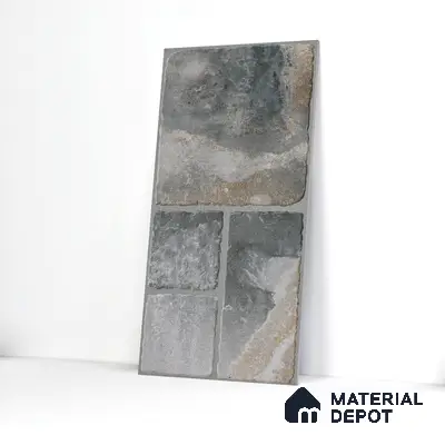 Parking Floor & Wall TL 00062 B Slate Grey 2 ft x 1 ft Matte Finish Stone Vitrified Tile - 12 mm | 32 Random Faces | Suitable For Heavy Duty Outdoor Areas