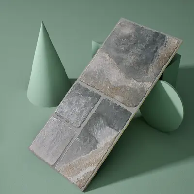 Parking Floor & Wall TL 00062 B Slate Grey 2 ft x 1 ft Matte Finish Stone Vitrified Tile - 12 mm | 32 Random Faces | Suitable For Heavy Duty Outdoor Areas