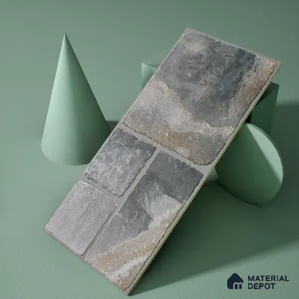 Parking Floor & Wall TL 00062 B Slate Grey 2 ft x 1 ft Matte Finish Stone Vitrified Tile - 12 mm | 32 Random Faces | Suitable For Heavy Duty Outdoor Areas