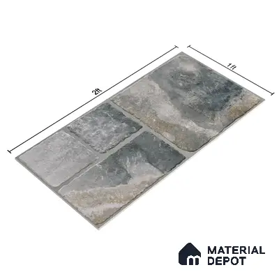 Parking Floor & Wall TL 00062 B Slate Grey 2 ft x 1 ft Matte Finish Stone Vitrified Tile - 12 mm | 32 Random Faces | Suitable For Heavy Duty Outdoor Areas