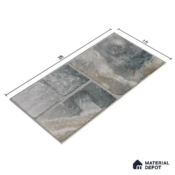 Parking Floor & Wall TL 00062 B Slate Grey 2 ft x 1 ft Matte Finish Stone Vitrified Tile - 12 mm | 32 Random Faces | Suitable For Heavy Duty Outdoor Areas