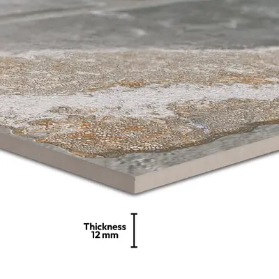 Parking Floor & Wall TL 00062 B Slate Grey 2 ft x 1 ft Matte Finish Stone Vitrified Tile - 12 mm | 32 Random Faces | Suitable For Heavy Duty Outdoor Areas