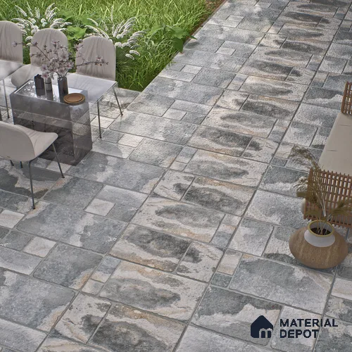 Parking Floor & Wall TL 00062 B Slate Grey 2 ft x 1 ft Matte Finish Stone Vitrified Tile - 12 mm | 32 Random Faces | Suitable For Heavy Duty Outdoor Areas