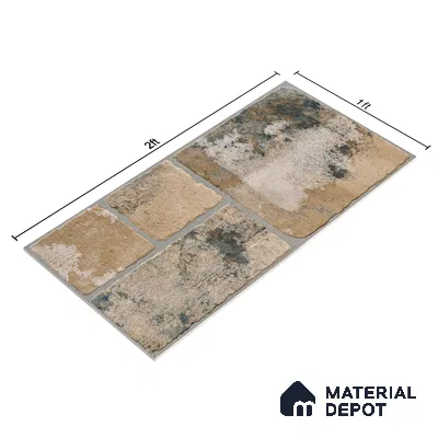 Parking Floor & Wall TL 00062 C Organic Brown 2 ft x 1 ft Matte Finish Stone Vitrified Tile - 12 mm | 32 Random Faces | Suitable For Heavy Duty Outdoor Areas