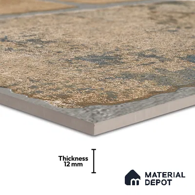 Parking Floor & Wall TL 00062 C Organic Brown 2 ft x 1 ft Matte Finish Stone Vitrified Tile - 12 mm | 32 Random Faces | Suitable For Heavy Duty Outdoor Areas
