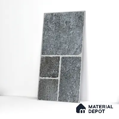 Parking Floor & Wall TL 00062 D Ash Grey 2 ft x 1 ft Matte Finish Stone Vitrified Tile - 12 mm | 32 Random Faces | Suitable For Heavy Duty Outdoor Areas