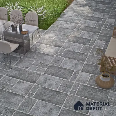 Parking Floor & Wall TL 00062 D Ash Grey 2 ft x 1 ft Matte Finish Stone Vitrified Tile - 12 mm | 32 Random Faces | Suitable For Heavy Duty Outdoor Areas