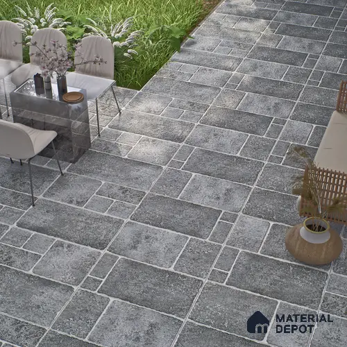 Parking Floor & Wall TL 00062 D Ash Grey 2 ft x 1 ft Matte Finish Stone Vitrified Tile - 12 mm | 32 Random Faces | Suitable For Heavy Duty Outdoor Areas
