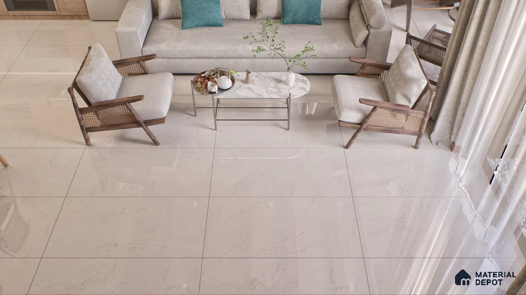 Endless Floor & Wall Vitrified Tile Creamy Ivory 4 ft x 2 ft | TL 02844 Glossy Finish - 9 mm | Suitable for Living Room, Bedroom (Sample)