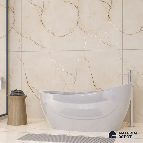 Carving Wall & Floor Tile Crema | TL 01073 | 4 ft x 2 ft Size | Matte Finish Vitrified Tile - 9 mm Thick | Perfect For Living Room, Bedroom, Bathroom