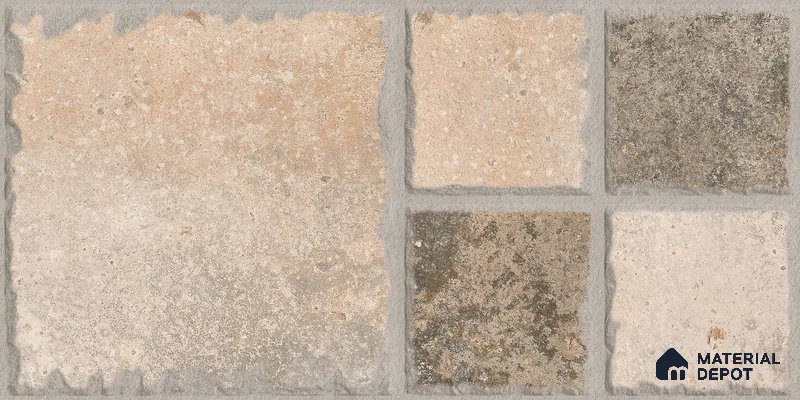 Parking Floor & Wall TL 00063 Earth Brown 2 ft x 1 ft Matte Finish Stone Vitrified Tile - 12 mm | 32 Random Faces | Suitable For Heavy Duty Outdoor Areas