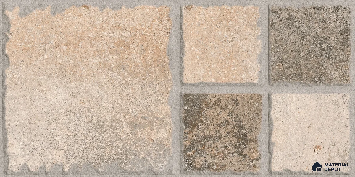 Parking Floor & Wall TL 00063 Earth Brown 2 ft x 1 ft Matte Finish Stone Vitrified Tile - 12 mm | 32 Random Faces | Suitable For Heavy Duty Outdoor Areas