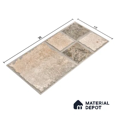 Parking Floor & Wall TL 00063 Earth Brown 2 ft x 1 ft Matte Finish Stone Vitrified Tile - 12 mm | 32 Random Faces | Suitable For Heavy Duty Outdoor Areas