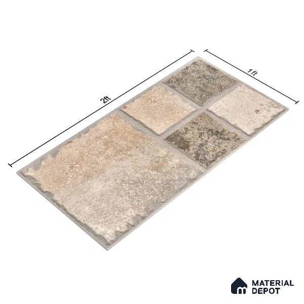 Parking Floor & Wall TL 00063 Earth Brown 2 ft x 1 ft Matte Finish Stone Vitrified Tile - 12 mm | 32 Random Faces | Suitable For Heavy Duty Outdoor Areas