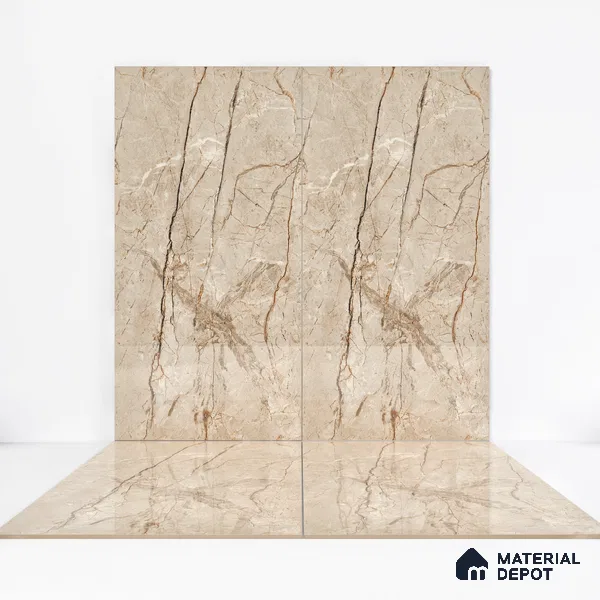 Endless Floor & Wall Tile TL 02944 Earth Brown 1600 x 800 mm Glossy Finish Vitrified Tile - 9 mm | Suitable For Living Room, Bedroom (Sample)