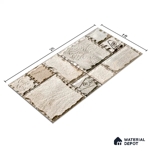 Elevation Wall Tile TL 00077 Earthy Brown 2 ft x 1 ft Punch Matte Finish Vitrified Tile - 9 mm | Suitable For Feature Wall, Boundary Wall, Balcony, Outdoor (Sample)