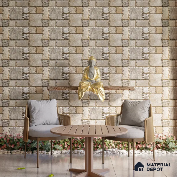 Elevation Wall Tile TL 00077 Earthy Brown 2 ft x 1 ft Punch Matte Finish Vitrified Tile - 9 mm | Suitable For Feature Wall, Boundary Wall, Balcony, Outdoor (Sample)