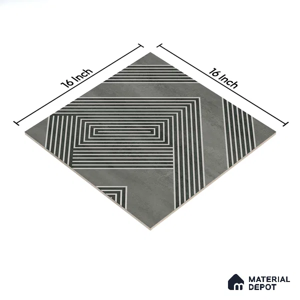 Parking Floor Tile TL 03391 B Engrave Smokey 16 x 16 inch Anti Slip Matte Finish Heavy Duty Vitrified Tile - 12 mm | Suitable For Garage, Driveway, Terrace | Pattern Alignment May Vary | 2-3 mm Spacer is Mandatory (Sample)