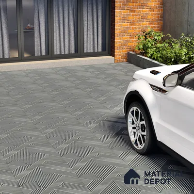 Parking Floor Tile TL 03391 B Engrave Smokey 16 x 16 inch Anti Slip Matte Finish Heavy Duty Vitrified Tile - 12 mm | Suitable For Garage, Driveway, Terrace | Pattern Alignment May Vary | 2-3 mm Spacer is Mandatory (Sample)