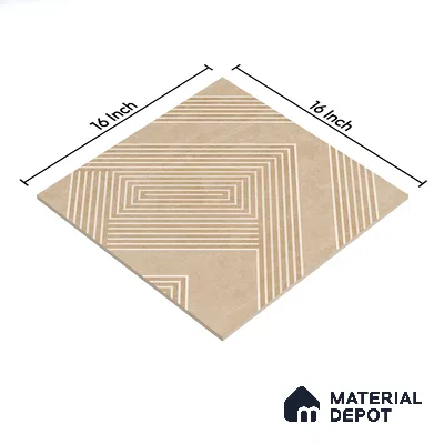 Parking Floor Tile TL 03391 A Engrave Beige 16 x 16 inch Anti Slip Matte Finish Heavy Duty Vitrified Tile - 12 mm | Suitable For Garage, Driveway, Terrace | Pattern Alignment May Vary | 2-3 mm Spacer is Mandatory