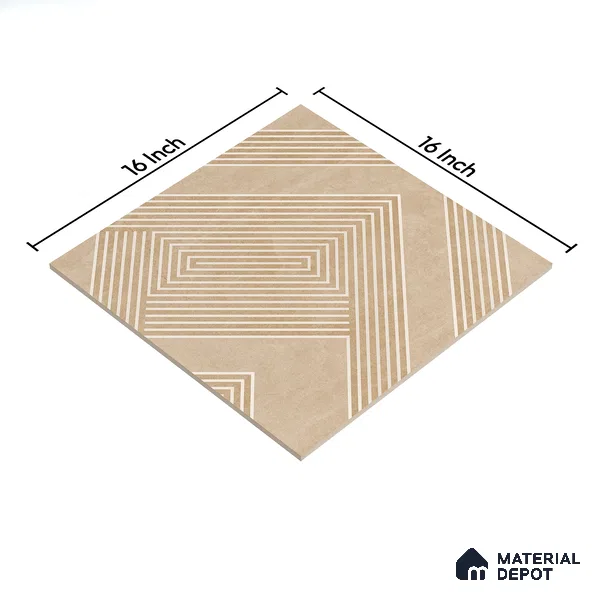 Parking Floor Tile TL 03391 A Engrave Beige 16 x 16 inch Anti Slip Matte Finish Heavy Duty Vitrified Tile - 12 mm | Suitable For Garage, Driveway, Terrace | Pattern Alignment May Vary | 2-3 mm Spacer is Mandatory