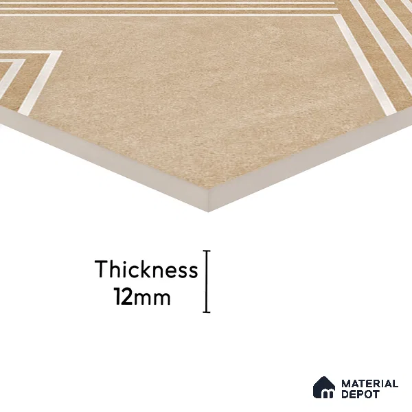Parking Floor Tile TL 03391 A Engrave Beige 16 x 16 inch Anti Slip Matte Finish Heavy Duty Vitrified Tile - 12 mm | Suitable For Garage, Driveway, Terrace | Pattern Alignment May Vary | 2-3 mm Spacer is Mandatory