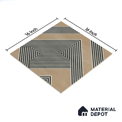 Parking Floor Tile TL 03391 H Engrave Tan 16 x 16 inch Anti Slip Matte Finish Heavy Duty Vitrified Tile - 12 mm | Suitable For Garage, Driveway, Terrace | Pattern Alignment May Vary | 2-3 mm Spacer is Mandatory (Sample)