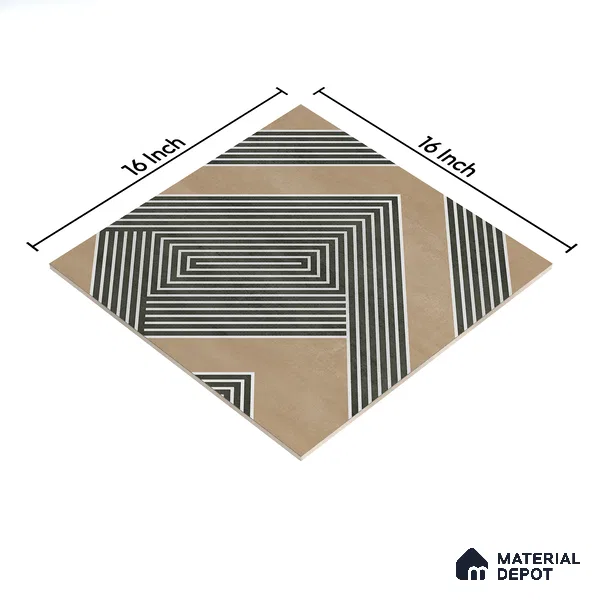 Parking Floor Tile TL 03391 H Engrave Tan 16 x 16 inch Anti Slip Matte Finish Heavy Duty Vitrified Tile - 12 mm | Suitable For Garage, Driveway, Terrace | Pattern Alignment May Vary | 2-3 mm Spacer is Mandatory (Sample)