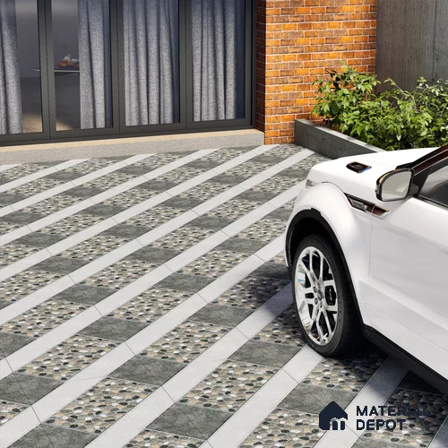 Parking Floor Tile TL 03389 A Enigma Grey 16 x 16 inch Anti Slip Matte Finish Heavy Duty Vitrified Tile - 12 mm | Suitable For Garage, Driveway, Terrace | Pattern Alignment May Vary | 2-3 mm Spacer is Mandatory