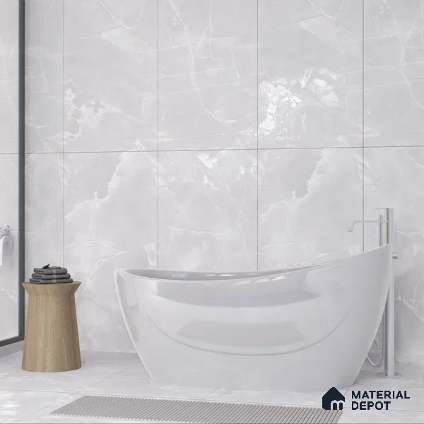 Carving Wall & Floor Tile Frosty White | TL 00359 | 4 ft x 2 ft Size | Matte Finish Vitrified Tile - 9 mm Thick | Suitable For Living Room, Bedroom, Bathroom