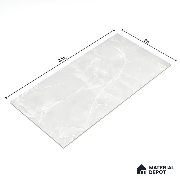 Carving Wall & Floor Tile Frosty White | TL 00359 | 4 ft x 2 ft Size | Matte Finish Vitrified Tile - 9 mm Thick | Suitable For Living Room, Bedroom, Bathroom