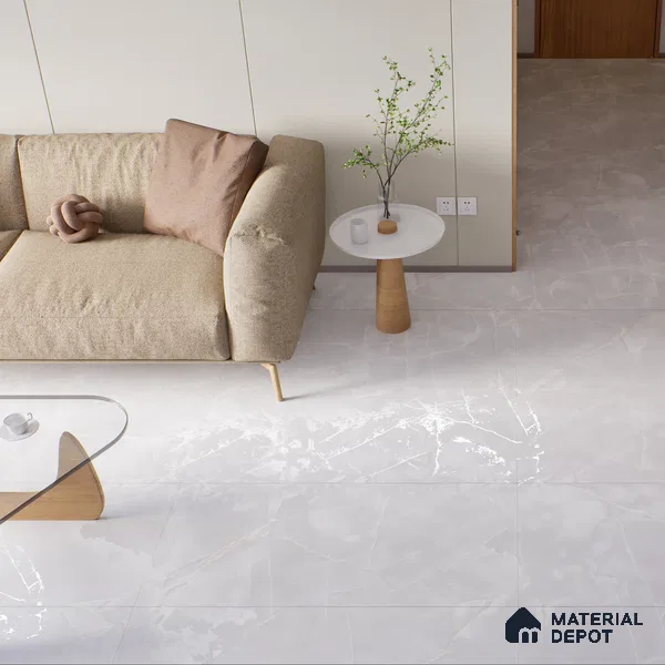 Carving Wall & Floor Tile Frosty White | TL 00359 | 4 ft x 2 ft Size | Matte Finish Vitrified Tile - 9 mm Thick | Suitable For Living Room, Bedroom, Bathroom