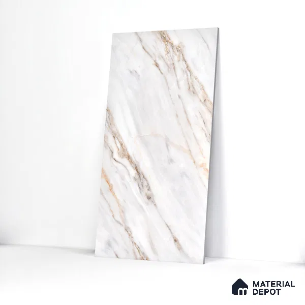 Marble Wall & Floor Vitrified Tile Ghost White 4 ft x 2 ft | TL 01083 Glossy Finish - 9 mm | Suitable for Living Room, Bedroom