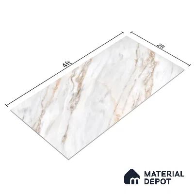 Marble Wall & Floor Vitrified Tile Ghost White 4 ft x 2 ft | TL 01083 Glossy Finish - 9 mm | Suitable for Living Room, Bedroom