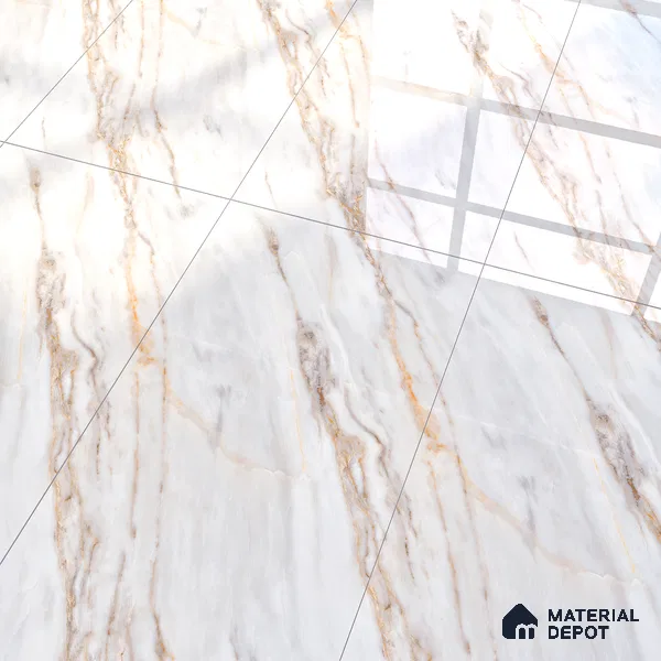 Marble Wall & Floor Vitrified Tile Ghost White 4 ft x 2 ft | TL 01083 Glossy Finish - 9 mm | Suitable for Living Room, Bedroom