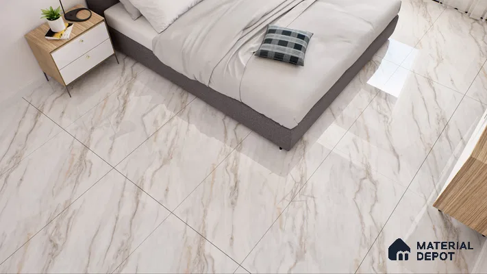 Marble Wall & Floor Vitrified Tile Ghost White 4 ft x 2 ft | TL 01083 Glossy Finish - 9 mm | Suitable for Living Room, Bedroom
