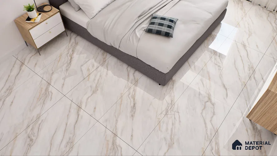 Marble Wall & Floor Vitrified Tile Ghost White 4 ft x 2 ft | TL 01083 Glossy Finish - 9 mm | Suitable for Living Room, Bedroom