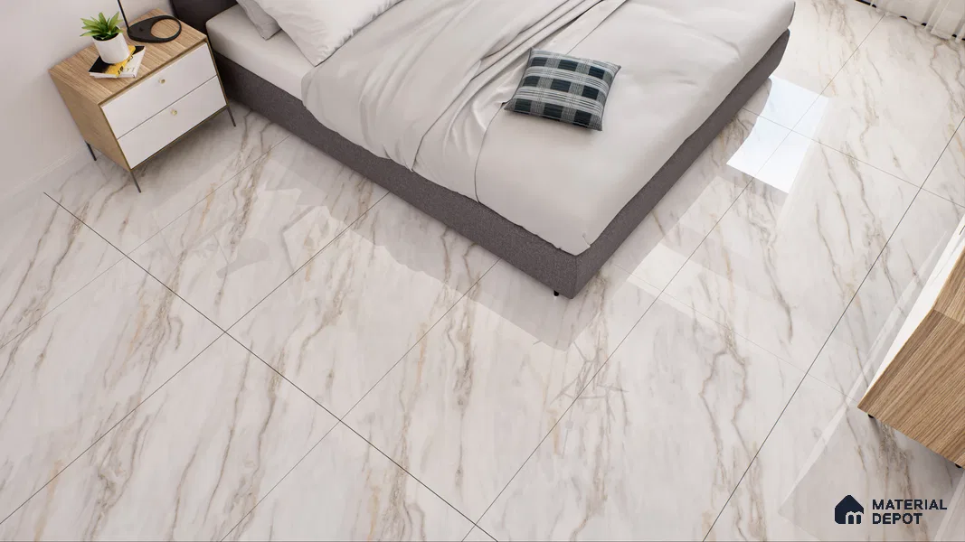 Marble Wall & Floor Vitrified Tile Ghost White 4 ft x 2 ft | TL 01083 Glossy Finish - 9 mm | Suitable for Living Room, Bedroom