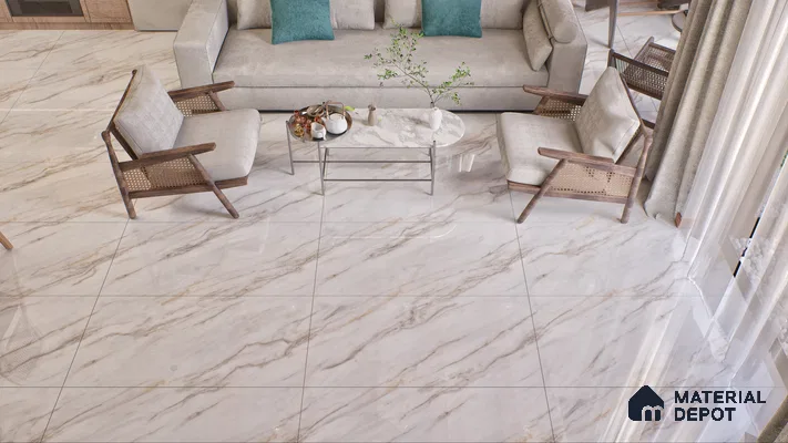 Marble Wall & Floor Vitrified Tile Ghost White 4 ft x 2 ft | TL 01083 Glossy Finish - 9 mm | Suitable for Living Room, Bedroom
