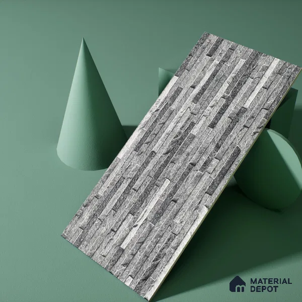 Elevation Wall Tile TL 00073 A Grey 2 ft x 1 ft Punch Matte Finish Vitrified Tile - 9 mm | Ideal For Modern Facades, Outdoor Cladding, Feature Wall