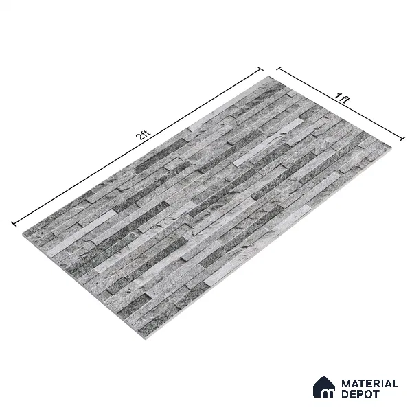 Elevation Wall Tile TL 00073 A Grey 2 ft x 1 ft Punch Matte Finish Vitrified Tile - 9 mm | Ideal For Modern Facades, Outdoor Cladding, Feature Wall