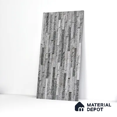 Elevation Wall Tile TL 00073 A Grey 2 ft x 1 ft Punch Matte Finish Vitrified Tile - 9 mm | Ideal For Modern Facades, Outdoor Cladding, Feature Wall