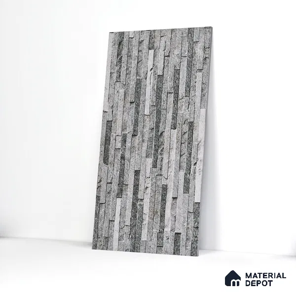 Elevation Wall Tile TL 00073 A Grey 2 ft x 1 ft Punch Matte Finish Vitrified Tile - 9 mm | Ideal For Modern Facades, Outdoor Cladding, Feature Wall