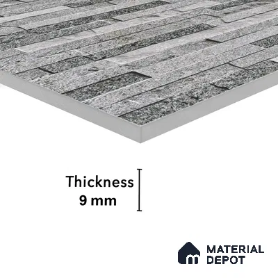 Elevation Wall Tile TL 00073 A Grey 2 ft x 1 ft Punch Matte Finish Vitrified Tile - 9 mm | Ideal For Modern Facades, Outdoor Cladding, Feature Wall