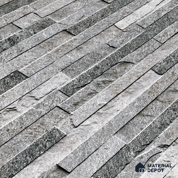 Elevation Wall Tile TL 00073 A Grey 2 ft x 1 ft Punch Matte Finish Vitrified Tile - 9 mm | Ideal For Modern Facades, Outdoor Cladding, Feature Wall