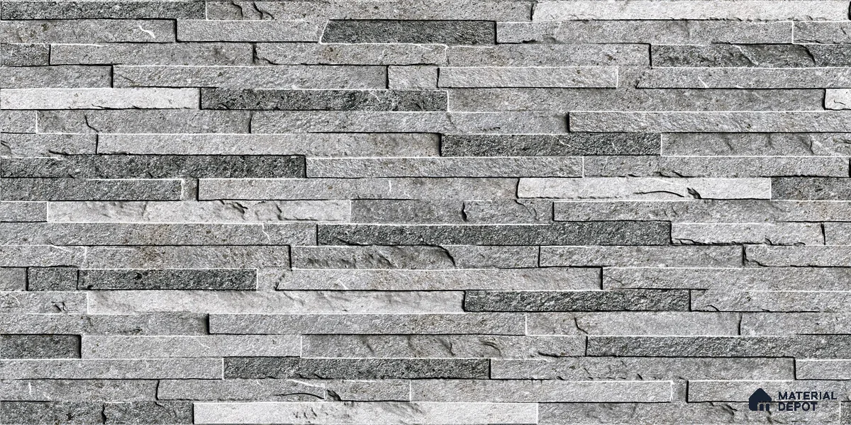 Elevation Wall Tile TL 00073 A Grey 2 ft x 1 ft Punch Matte Finish Vitrified Tile - 9 mm | Ideal For Modern Facades, Outdoor Cladding, Feature Wall