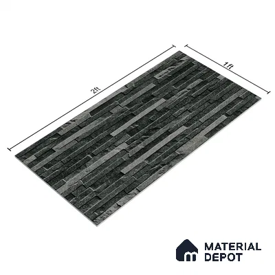Elevation Wall Tile TL 00073 B Noir Black 2 ft x 1 ft Punch Matte Finish Vitrified Tile - 9 mm | Suitable For Feature Wall, Boundary Wall, Balcony, Outdoor