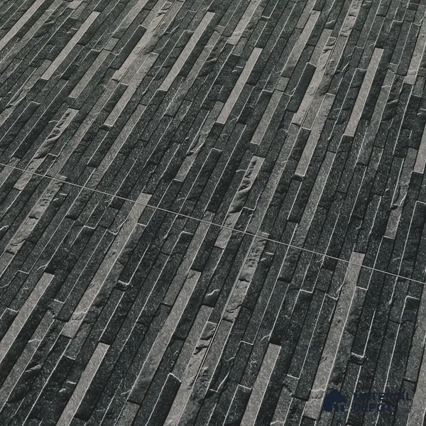 Elevation Wall Tile TL 00073 B Noir Black 2 ft x 1 ft Punch Matte Finish Vitrified Tile - 9 mm | Suitable For Feature Wall, Boundary Wall, Balcony, Outdoor