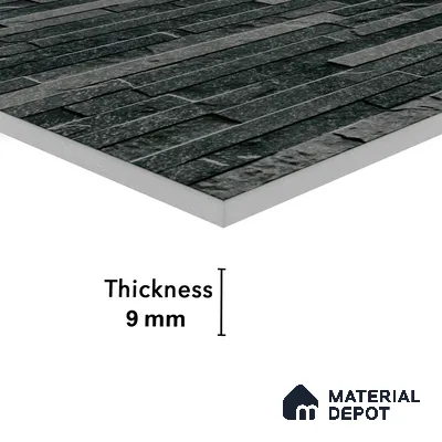 Elevation Wall Tile TL 00073 B Noir Black 2 ft x 1 ft Punch Matte Finish Vitrified Tile - 9 mm | Suitable For Feature Wall, Boundary Wall, Balcony, Outdoor