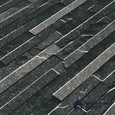 Elevation Wall Tile TL 00073 B Noir Black 2 ft x 1 ft Punch Matte Finish Vitrified Tile - 9 mm | Suitable For Feature Wall, Boundary Wall, Balcony, Outdoor